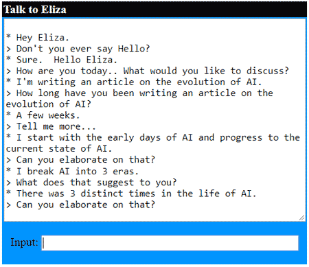 Eliza chat screenshot